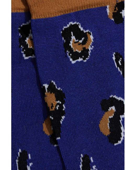 Marni Blue Cotton-blend Jacquard Socks