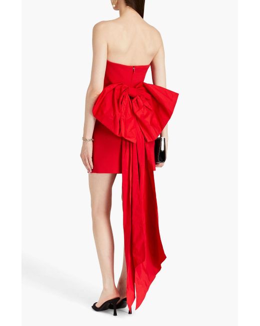 Rebecca Vallance Red Strapless Bow-embellished Crepe Mini Dress