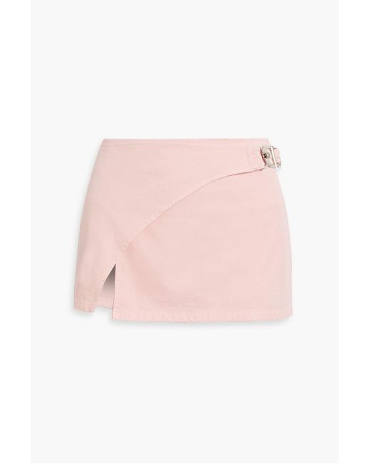 EB DENIM Pink Cotton-twill Mini Wrap Skirt