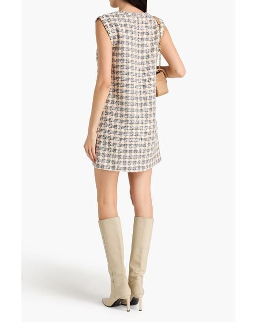 Veronica Beard Natural Nomi Checked Cotton-Blend Tweed Mini Dress