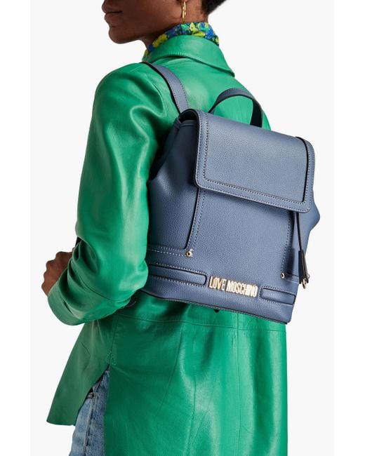 Love Moschino Blue Faux Pebbled-leather Backpack