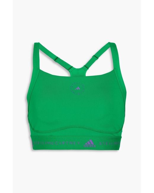 Adidas By Stella McCartney Green Sport-bh aus stretch-material mit logoprint
