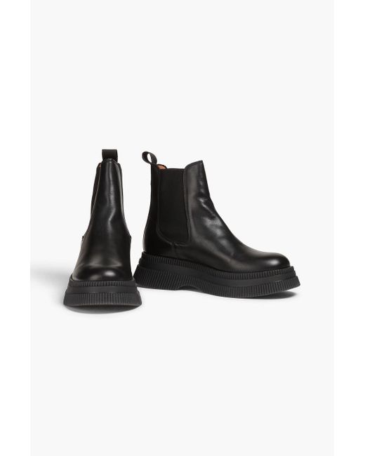 Ganni Black Leather Chelsea Boots