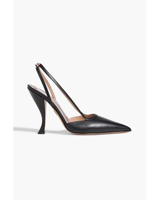 Thom Browne Metallic Bow-detailed Leather Slingback Pumps