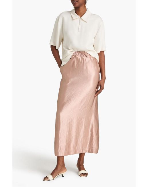 Loulou de Saison Pink Liam Linen And Silk-Blend Maxi Skirt