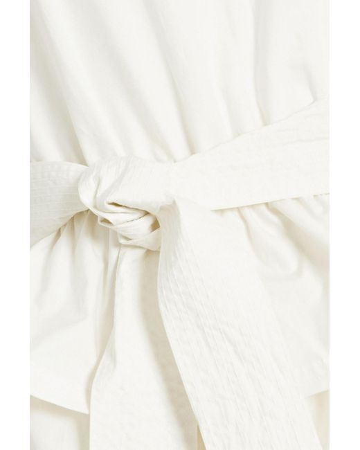 Ulla Johnson White Lulua minikleid aus baumwollpopeline mit rüschen