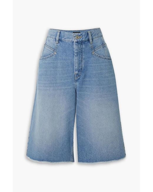 Isabel Marant Blue Natalina Frayed Denim Shorts