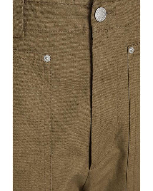 Isabel Marant Green Kharel Cotton And Linen-blend Canvas Pants for men