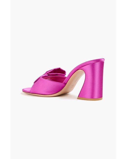 Gianvito Rossi Pink Rosie Bow-Detailed Satin Mules
