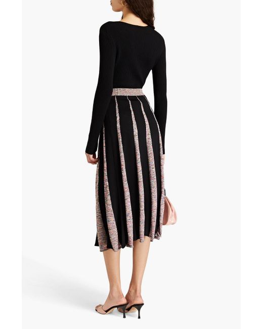 Boutique Moschino Black Space-dyed Ribbed-knit Midi Skirt