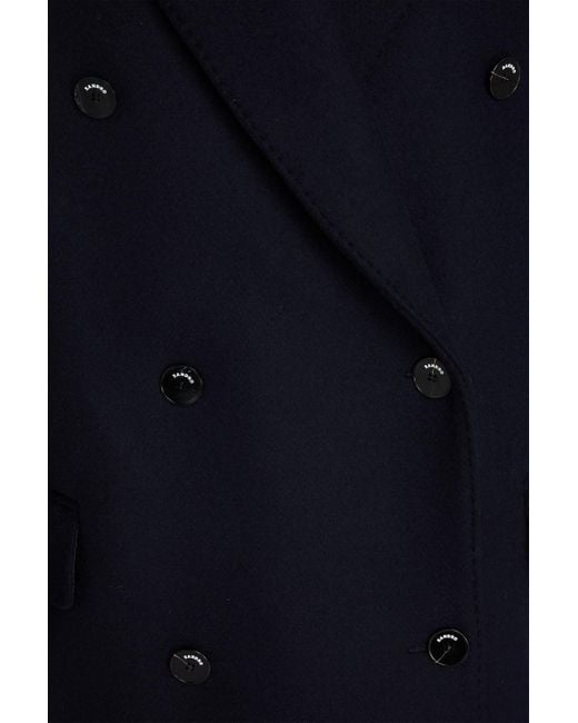 Sandro Blue Double-breasted Wool-blend Felt Coat