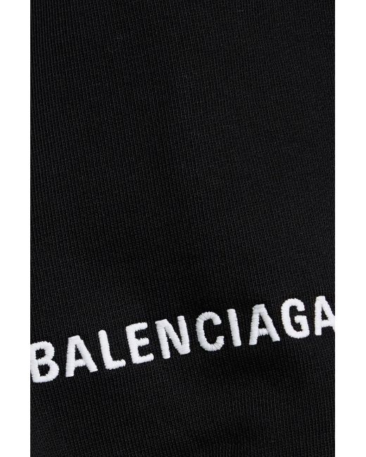 Balenciaga Black Logo-embroidered French Cotton-terry Hoodie for men