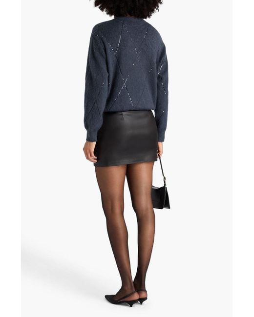 Brunello Cucinelli Blue Sequin-Embellished Knitted Sweater