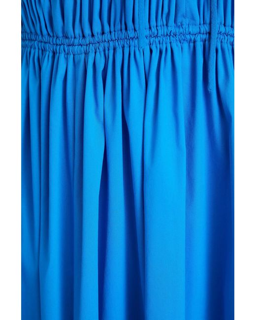 Diane von Furstenberg Blue Gillian Gathered Cotton-blend Poplin Midi Dress