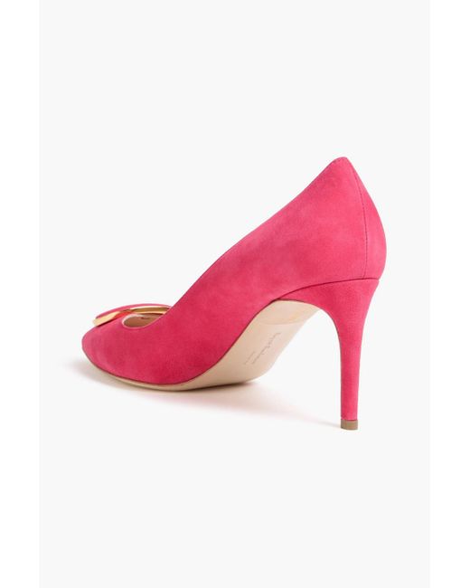 Rupert Sanderson Pink New Nada Embellished Suede Pumps
