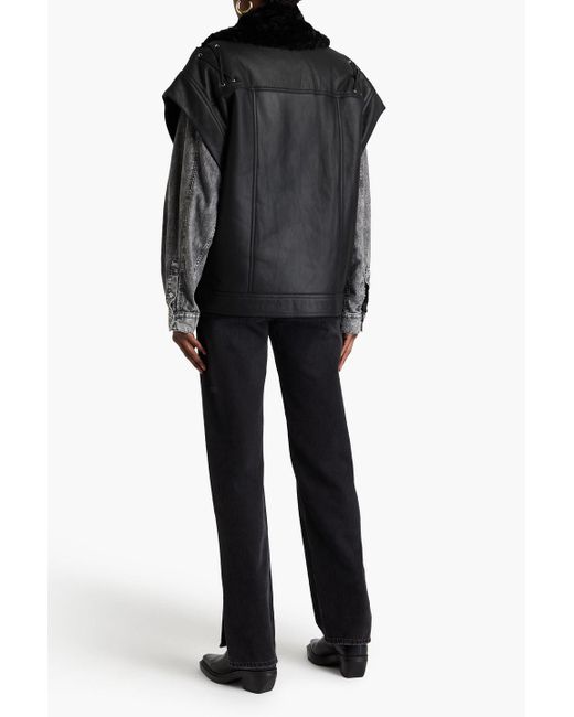 IRO Black Lace-up Leather Vest