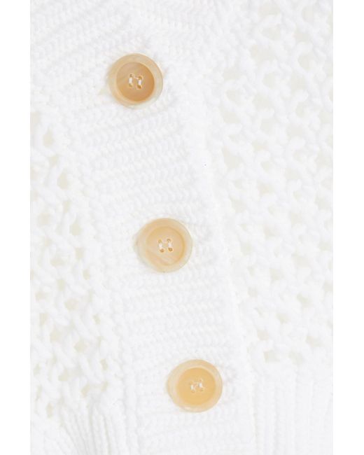Brunello Cucinelli White Crochet-knit Cotton Cardigan