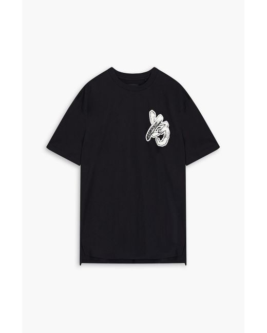 Y-3 Black Logo-print Cotton-jersey T-shirt for men