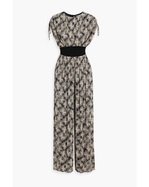 Diane von Furstenberg White Andra Printed Stretch-Mesh Wide-Leg Jumpsuit