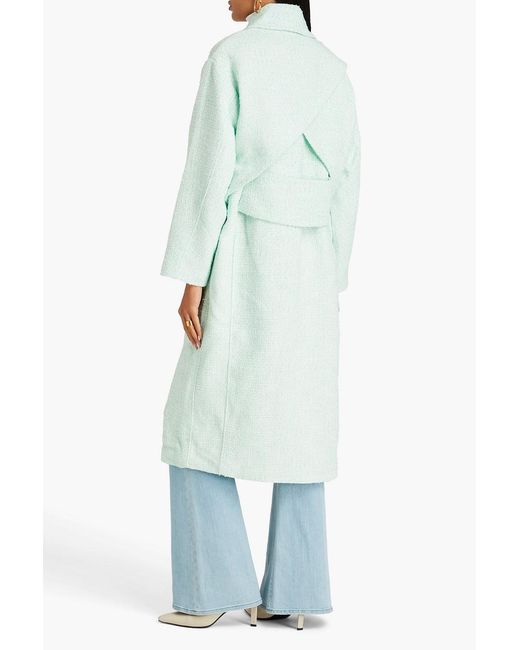 Aje. Green Aurore Metallic Bouclé-tweed Coat
