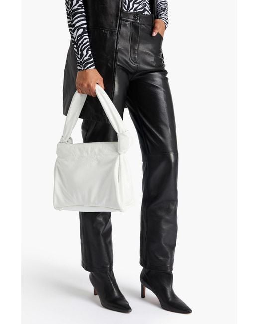 Staud White Lisbett Patent-Leather Shoulder Bag