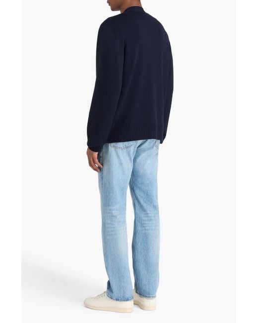 Officine Generale Blue Murray Argyle Merino Wool Cardigan for men