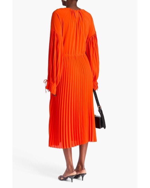 Day Birger et Mikkelsen Orange Leighton Pleated Satin-crepe Midi Dress