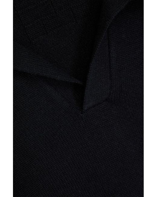 FRAME Black Wool And Silk-Blend Polo Sweater for men