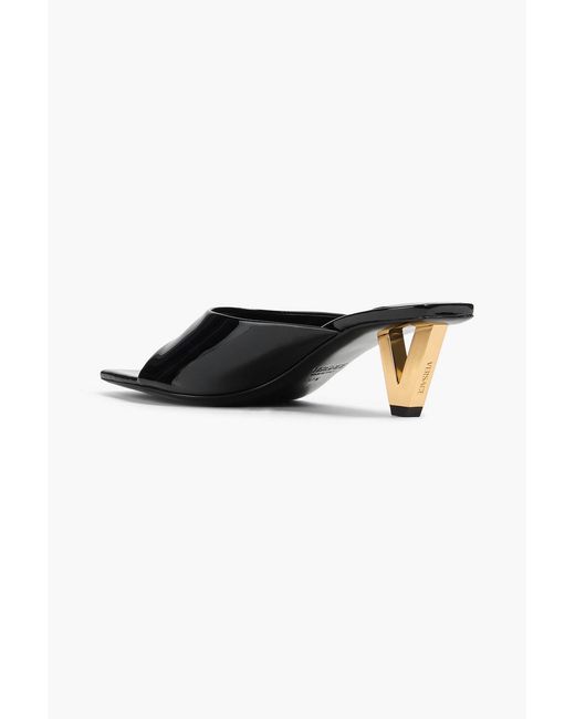 Versace Black V2025 Patent-Leather Mules