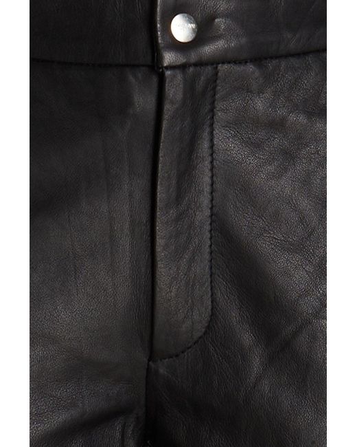Envelope Black Leather Straight-leg Pants