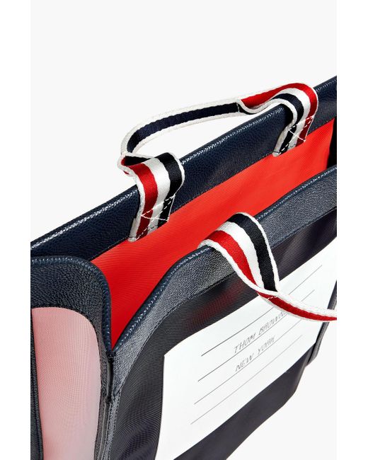 Thom Browne Blue Leather-trimmed Printed Mesh Tote