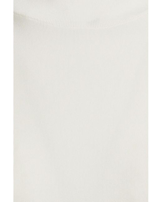 Victoria Beckham White Rollkragenpullover aus rippstrick
