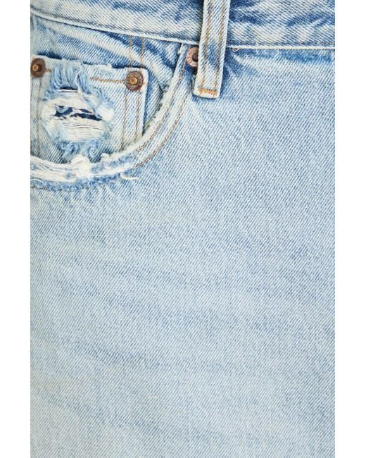 Re/done Blue Distressed Denim Maxi Skirt