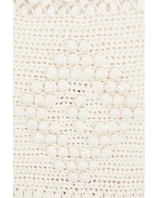 Zimmermann Natural Tiered Tasseled Crocheted Wool Midi Skirt