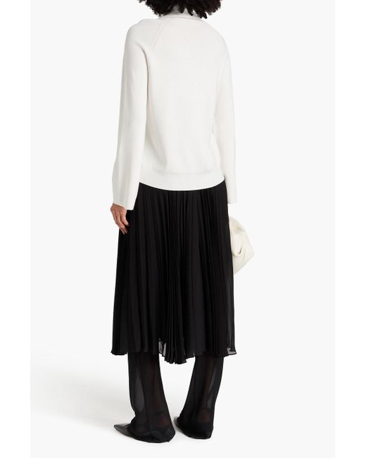 Jonathan Simkhai White Mateo Satin-paneled Knitted Turtleneck Sweater