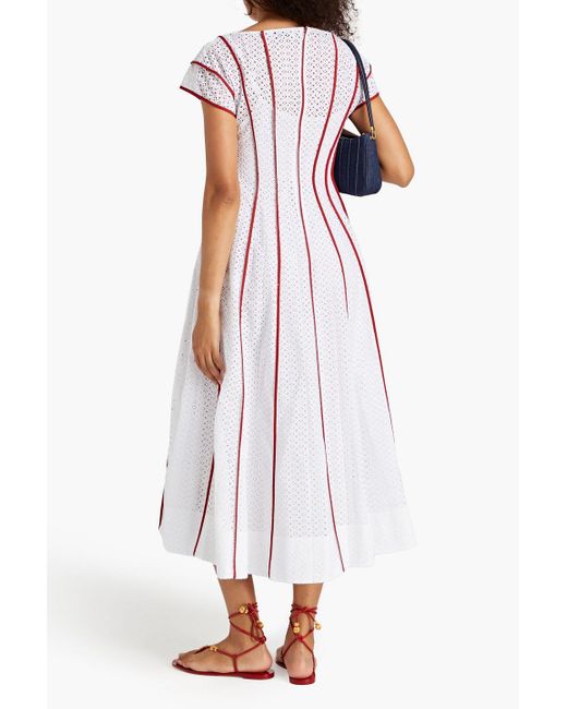 Tory Burch White Broderie Anglaise Cotton Midi Dress