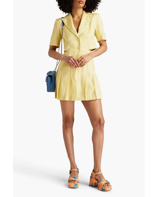 Sandro Yellow Cutout Waist Shirtdress