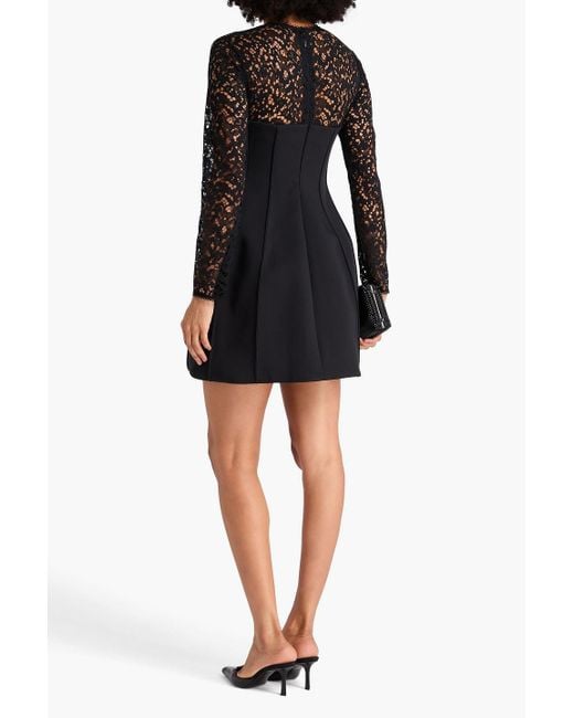 Jonathan Simkhai Black Primm Twill-Paneled Corded Lace Mini Dress