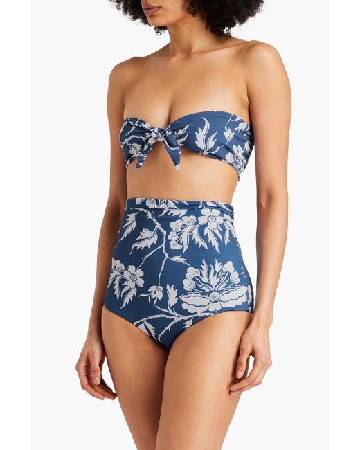 Mara Hoffman Blue Kai Knotted Floral-print Bandeau Bikini Top