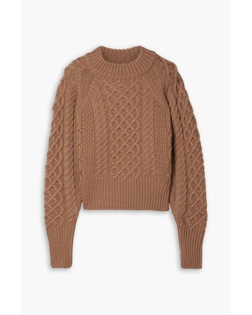 Emilia Wickstead Brown Emory Cable-knit Wool-blend Sweater