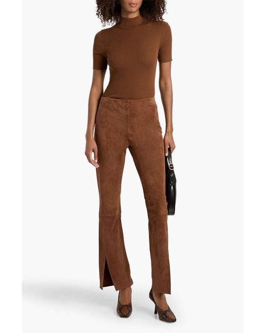 Theory Brown Suede Bootcut Pants