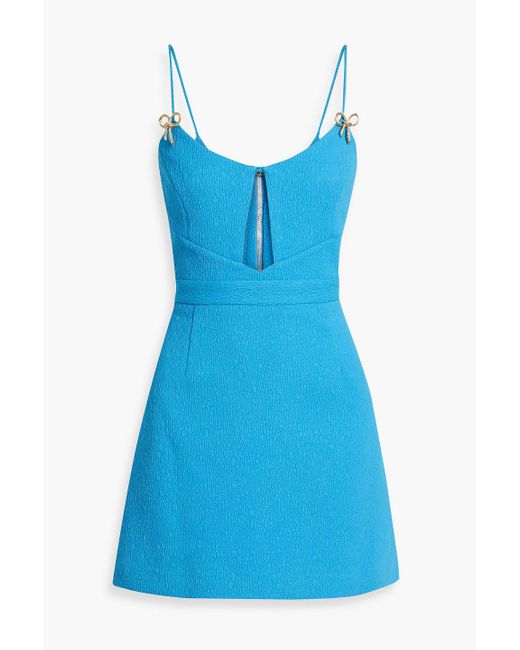 Rebecca Vallance Blue Hermosa Bow-detailed Cutout Cloqué Mini Dress