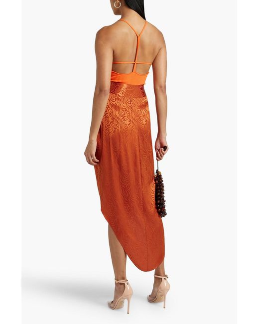 Dodo Bar Or Orange Faye Ribbed-knit Bodysuit