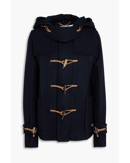 Victoria Beckham Blue Wool-felt Hooded Coat