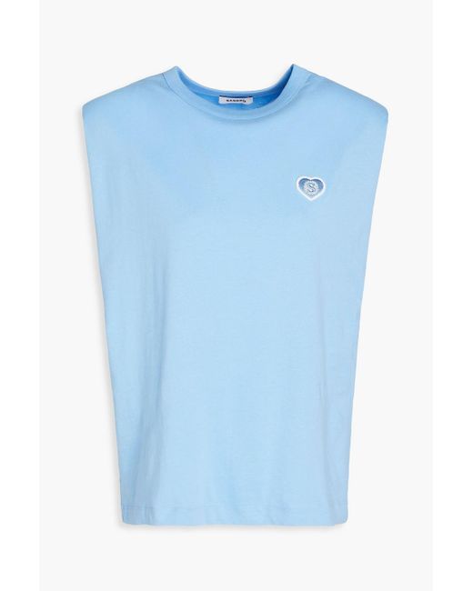 Sandro Blue Zelian Logo-appliquéd Cotton-jersey T-shirt