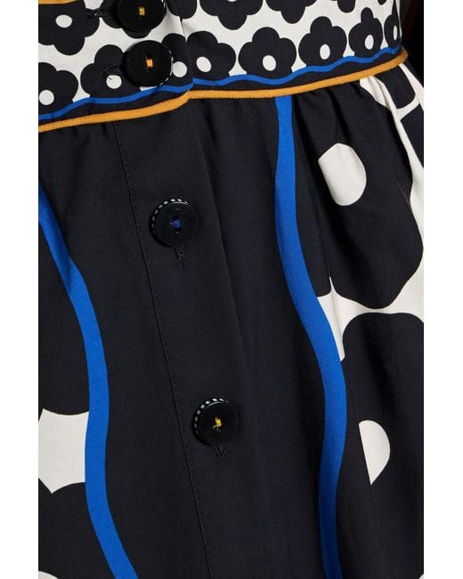 Farm Rio Black Printed Cotton Midi Dress