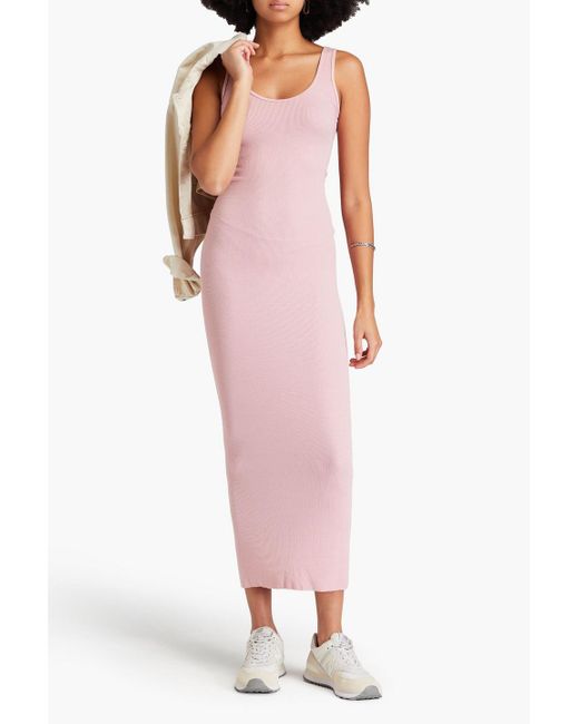 Enza Costa Pink Ribbed Jersey Maxi Dress