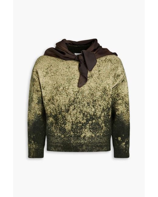 Maison Margiela Green Satin-trimmed Bleached Wool And Cotton-blend Sweater for men