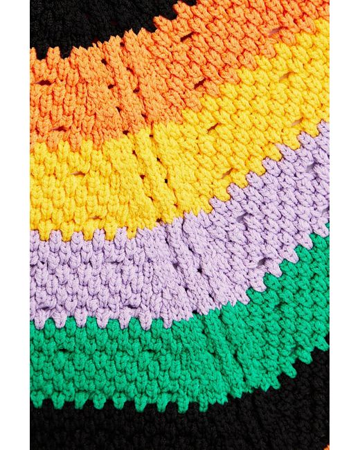 Maje Yellow Striped Crochet Halterneck Top