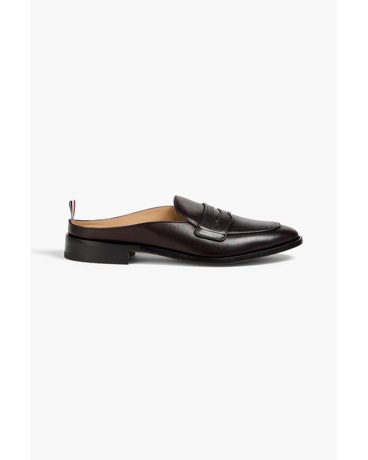 Thom Browne Black Varsity Leather Penny Loafer Mules for men